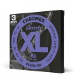 D'Addario ECG24-3D Chromes Flat Wound Electric Guitar Strings, Jazz Light, 11-50, 3 Sets ECG24-3D