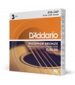 D'Addario EJ15-3D Phosphor Bronze Acoustic Guitar Strings, Extra Light, 3 Sets EJ15-3D