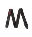 Fender© Black Polyester Logo Straps Black with Red Logo 099-0662-015