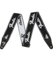 Fender© WeighLess Running Logo Strap Black and White 099-0642-074