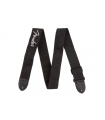 Fender© Black Polyester Logo Straps Black with Gray Logo 099-0662-043